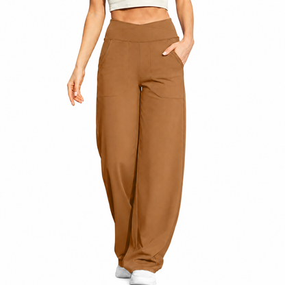 Women's High-Waist Wide-Leg Stretch Pants