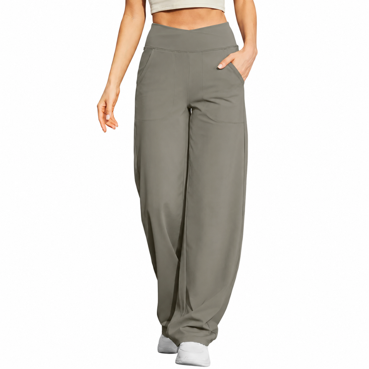 Women's High-Waist Wide-Leg Stretch Pants