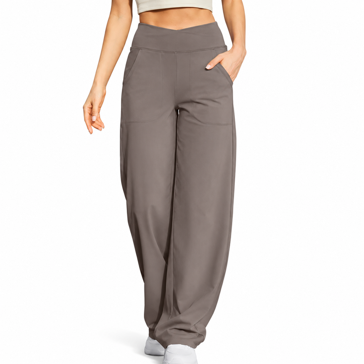 Women's High-Waist Wide-Leg Stretch Pants