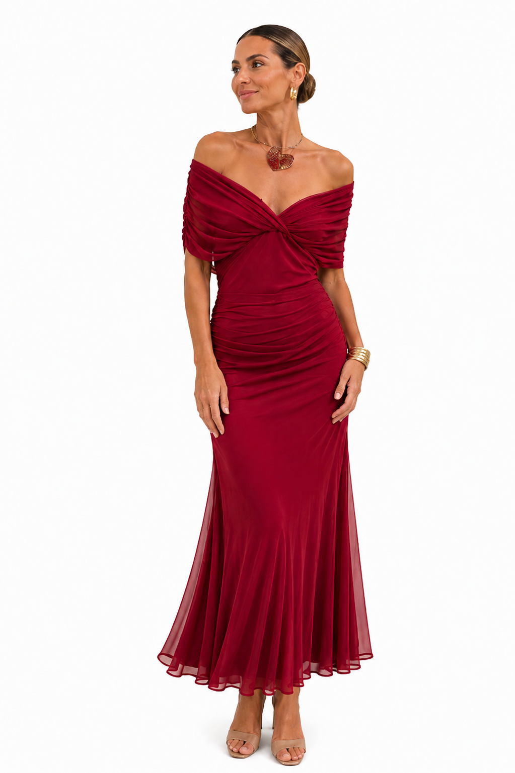 Women's Off-Shoulder Draped Maxi Dress