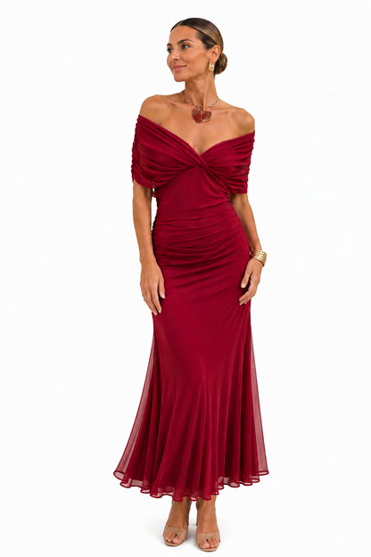 Women's Off-Shoulder Draped Maxi Dress