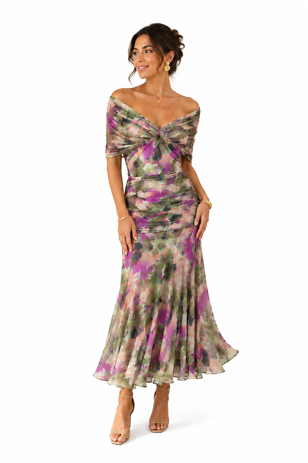 Women's Off-Shoulder Draped Maxi Dress