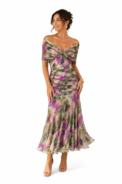 Women's Off-Shoulder Draped Maxi Dress