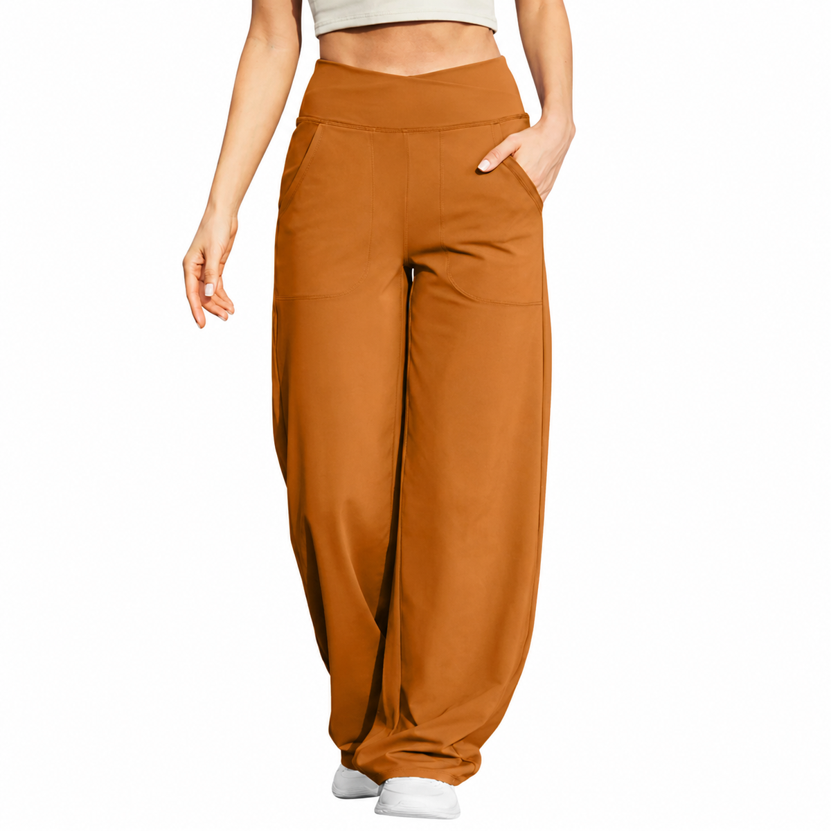 Women's High-Waist Wide-Leg Stretch Pants