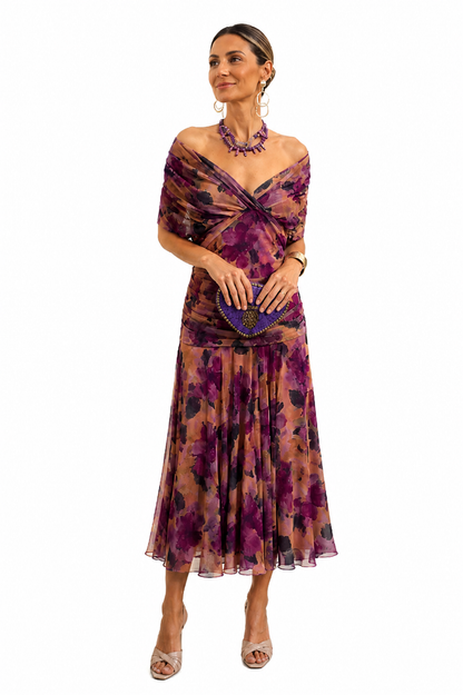 Women's Off-Shoulder Draped Maxi Dress