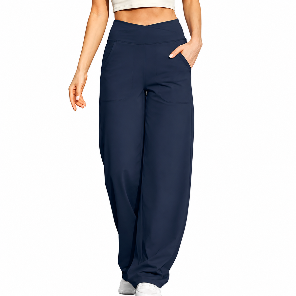 Women's High-Waist Wide-Leg Stretch Pants
