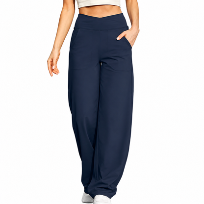 Women's High-Waist Wide-Leg Stretch Pants