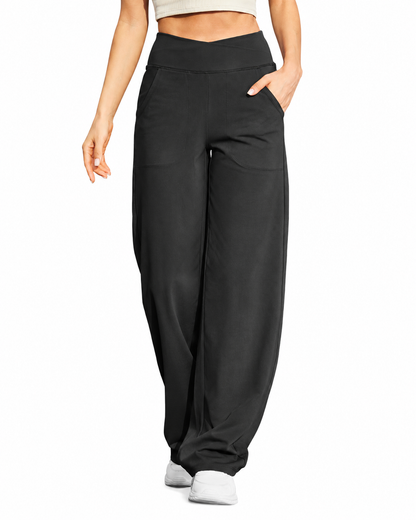 Women's High-Waist Wide-Leg Stretch Pants