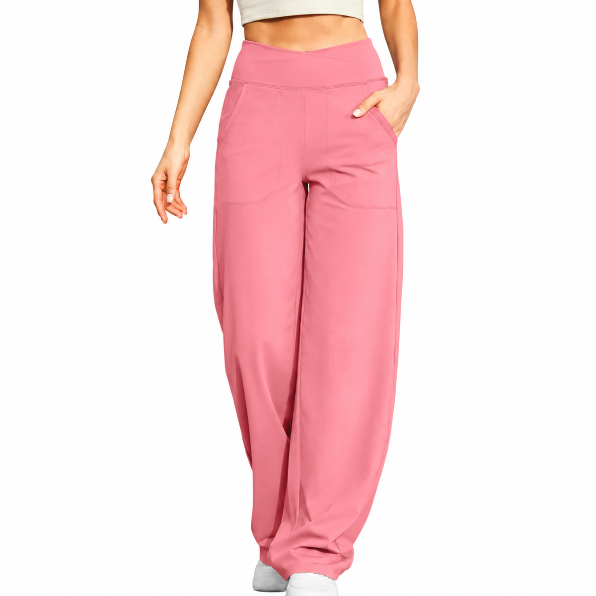 Women's High-Waist Wide-Leg Stretch Pants