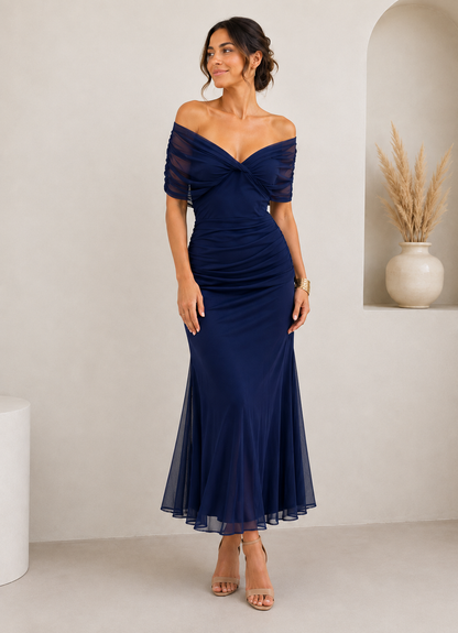 Women's Off-Shoulder Draped Maxi Dress