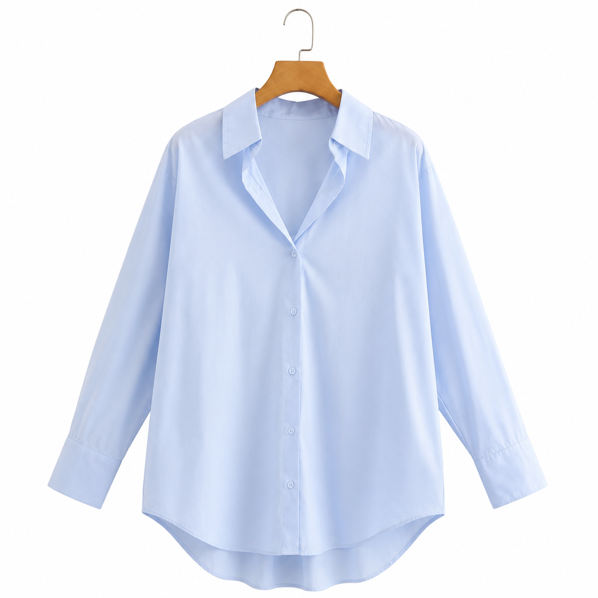 Women's Oversized Button-Up Blouse Relaxed Fit Shirt