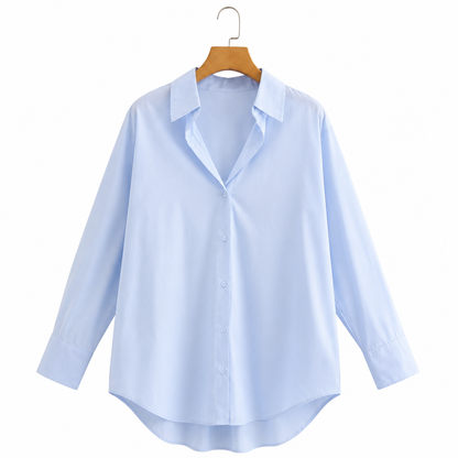 Women's Oversized Button-Up Blouse Relaxed Fit Shirt