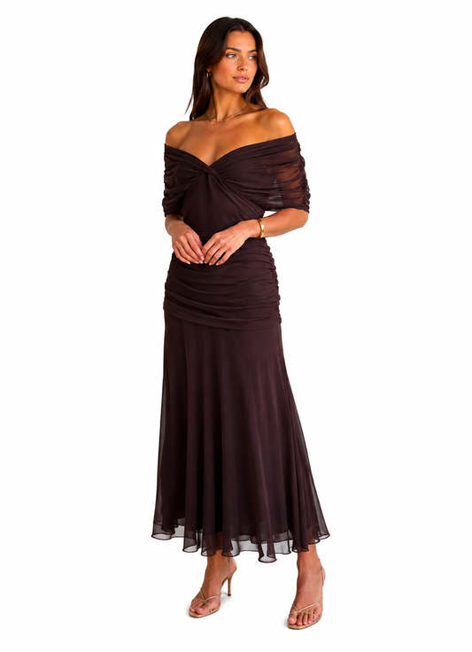 Women's Off-Shoulder Draped Maxi Dress