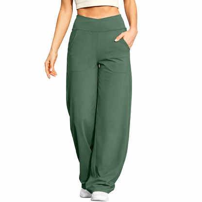Women's High-Waist Wide-Leg Stretch Pants