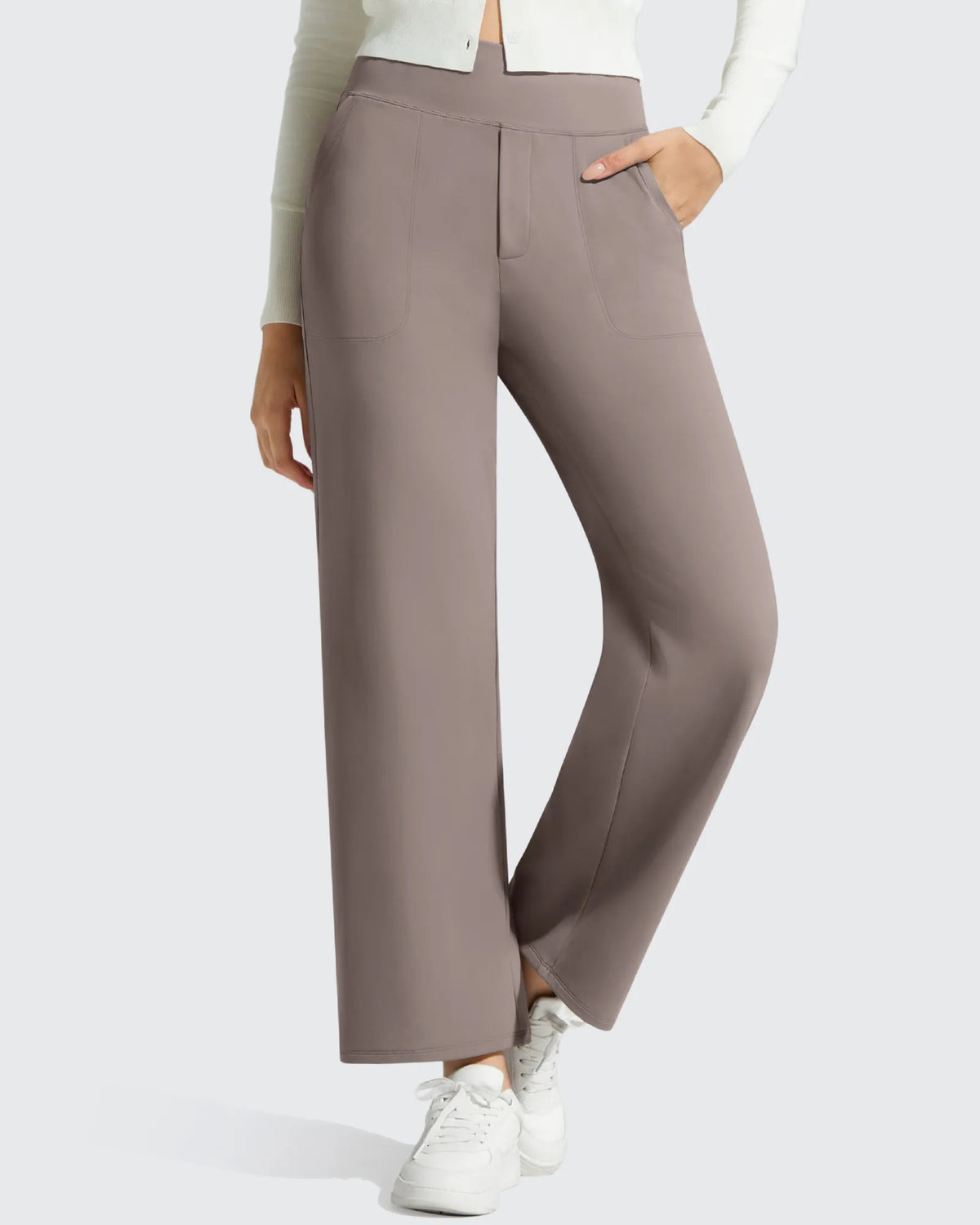 Women's Ankle-Length Casual Dress Pants Faux Fly