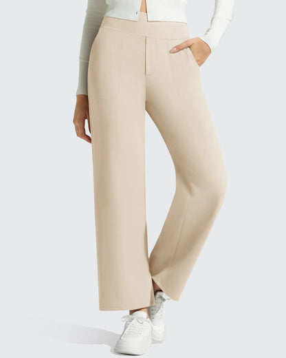 Women's Ankle-Length Casual Dress Pants Faux Fly