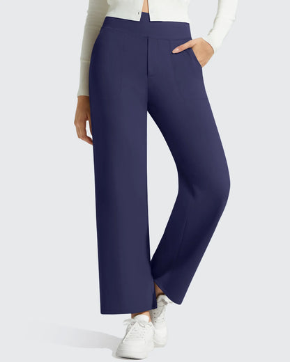 Women's Ankle-Length Casual Dress Pants Faux Fly