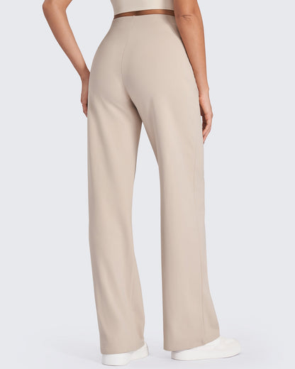Women's High-Waist Pleated Wide-Leg Pants