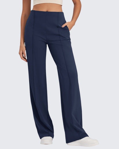 Women's High-Waist Pleated Wide-Leg Pants