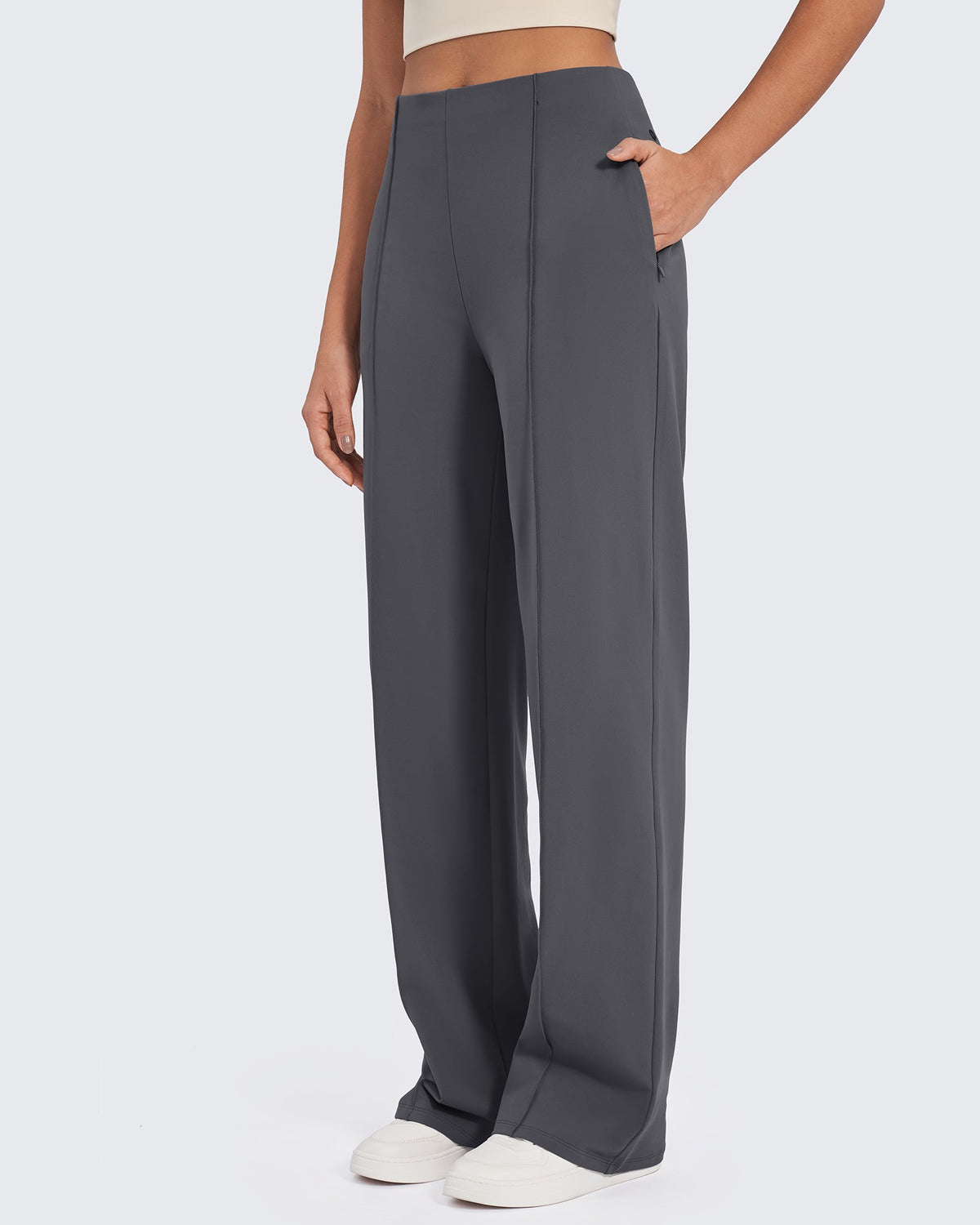 Women's High-Waist Pleated Wide-Leg Pants