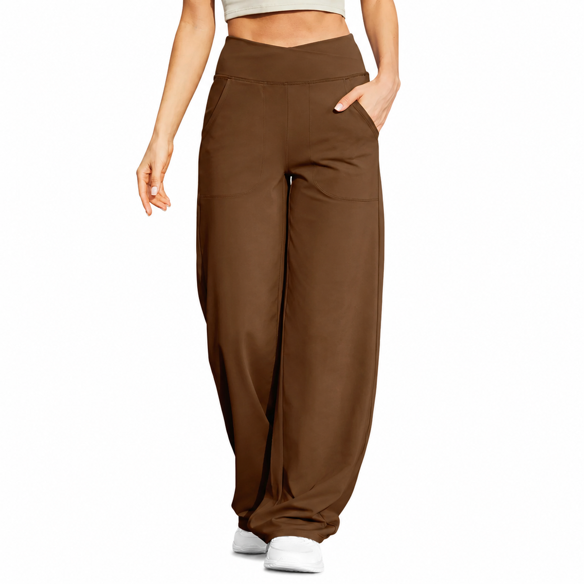 Women's High-Waist Wide-Leg Stretch Pants