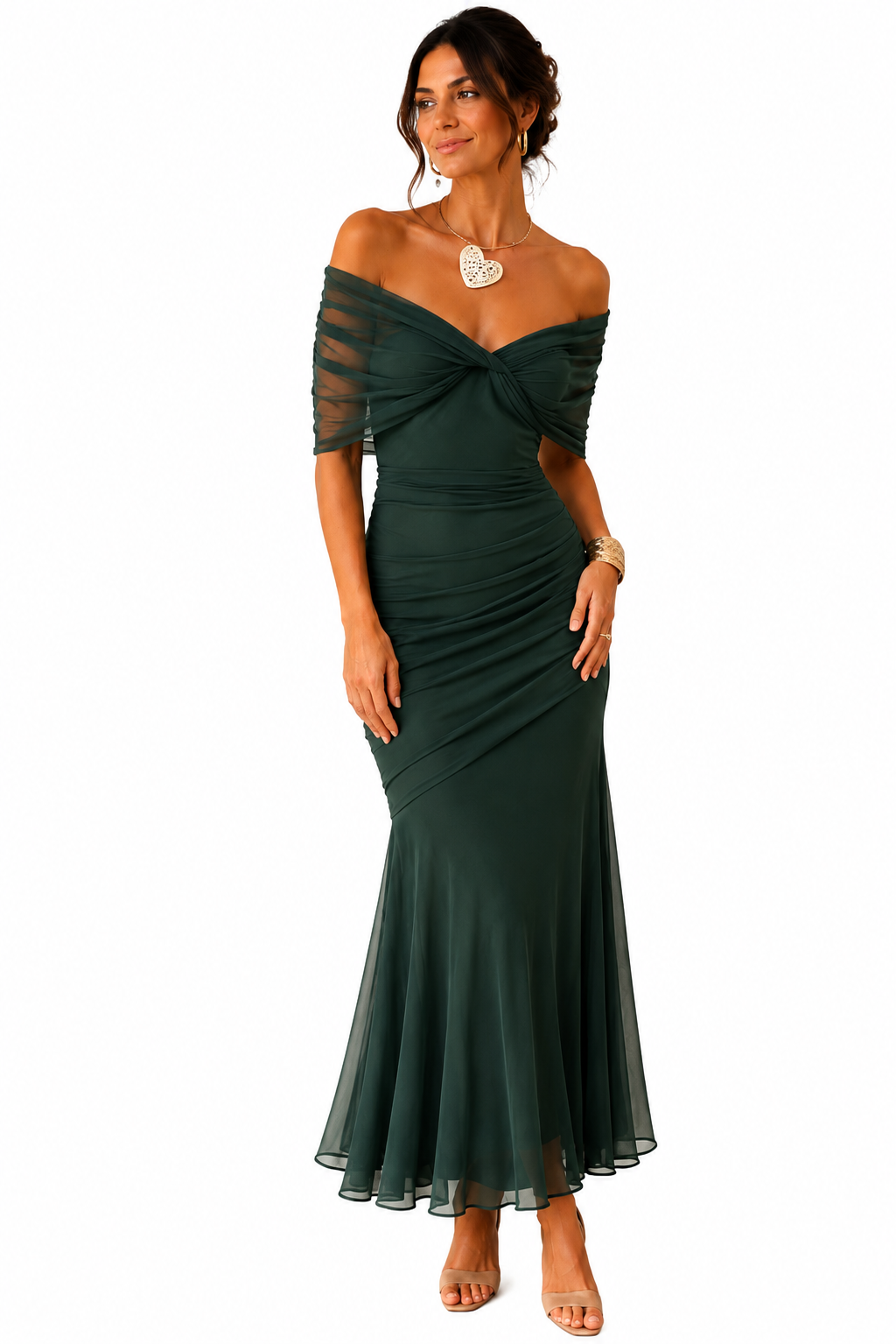 Women's Off-Shoulder Draped Maxi Dress