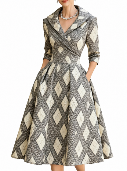 Women's Floral Midi Dress – Elegant Structured Fit