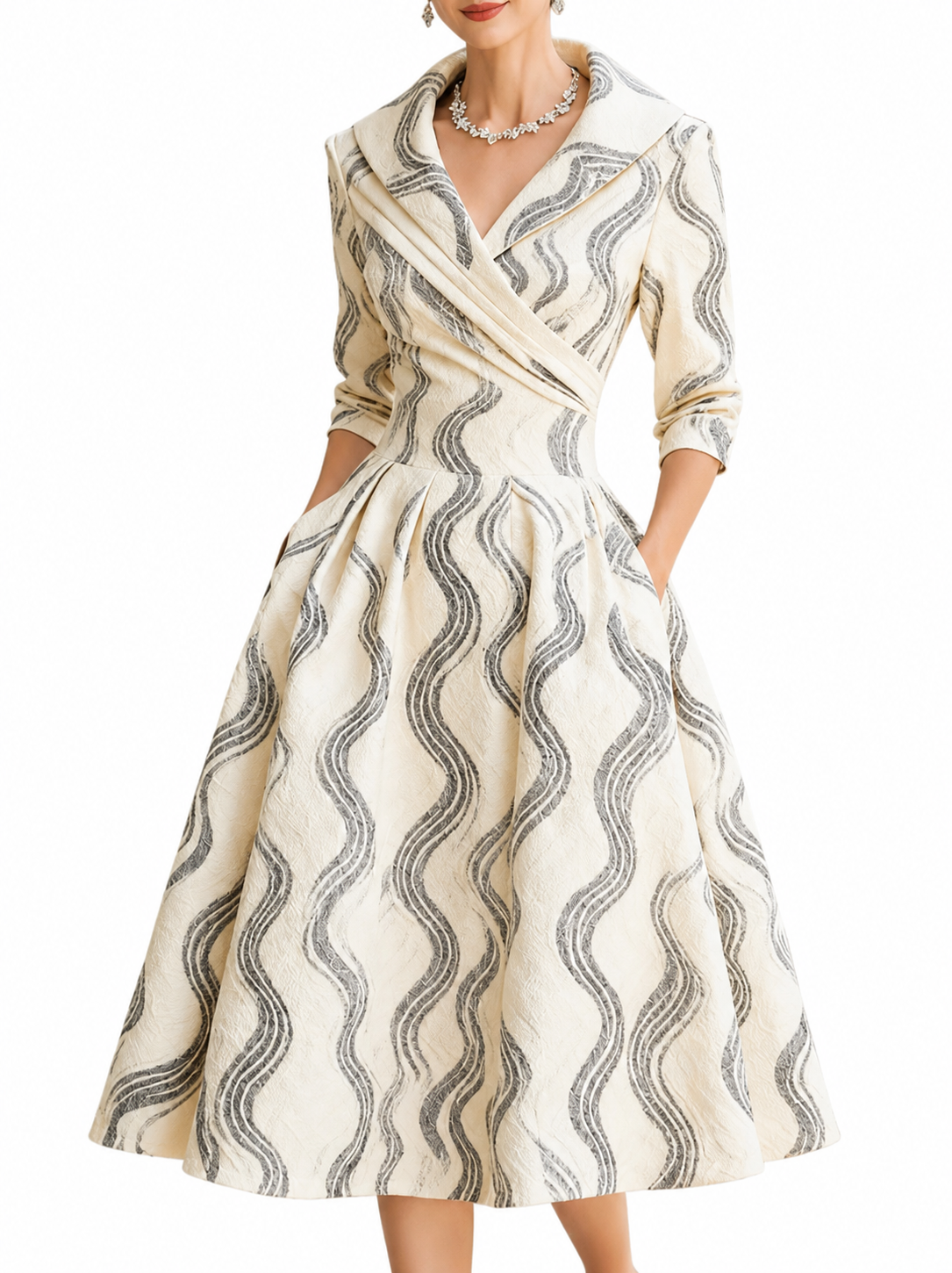 Women's Floral Midi Dress – Elegant Structured Fit