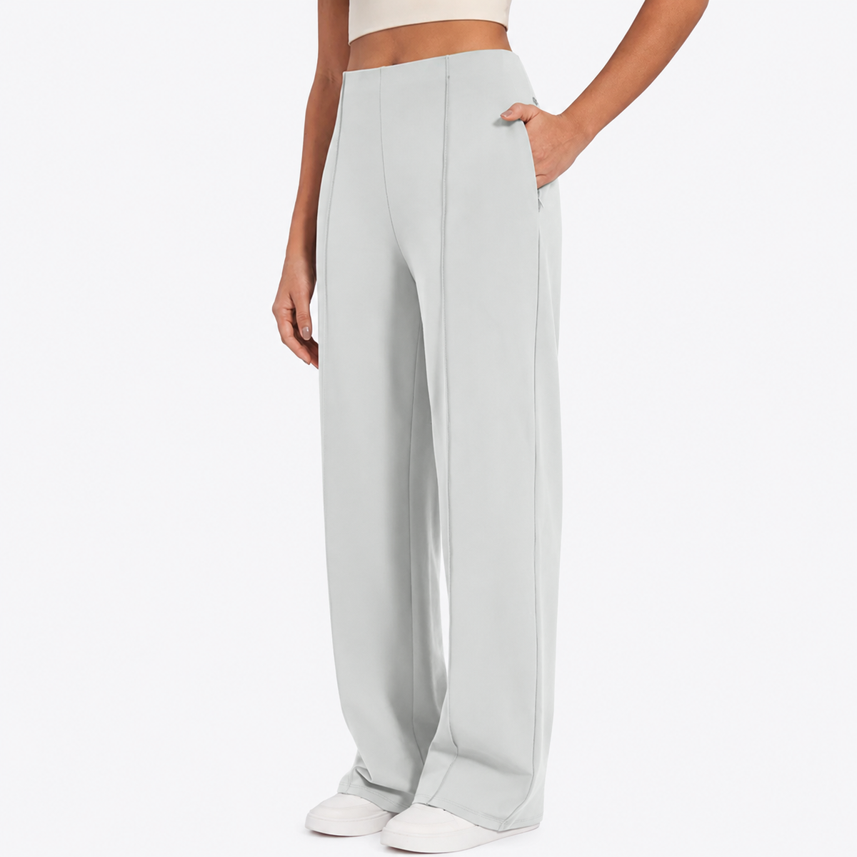Women's High-Waist Pleated Wide-Leg Pants