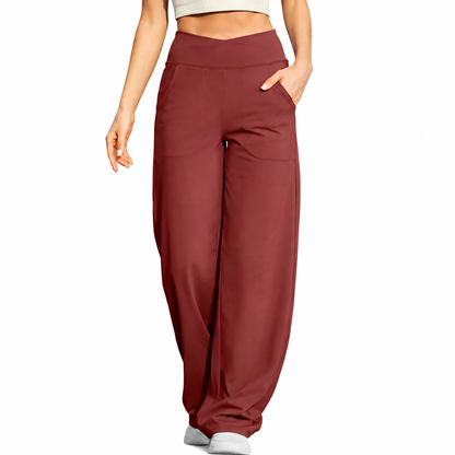 Women's High-Waist Wide-Leg Stretch Pants