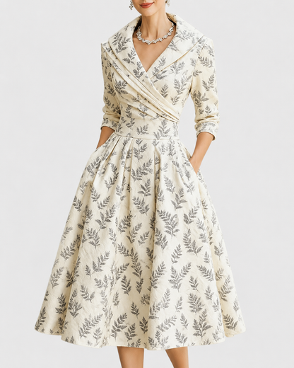 Women's Floral Midi Dress – Elegant Structured Fit