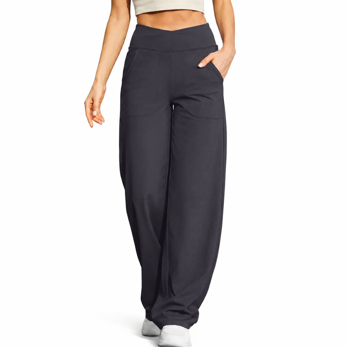 Women's High-Waist Wide-Leg Stretch Pants