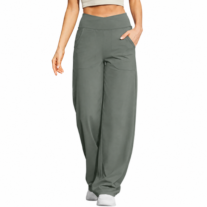 Women's High-Waist Wide-Leg Stretch Pants