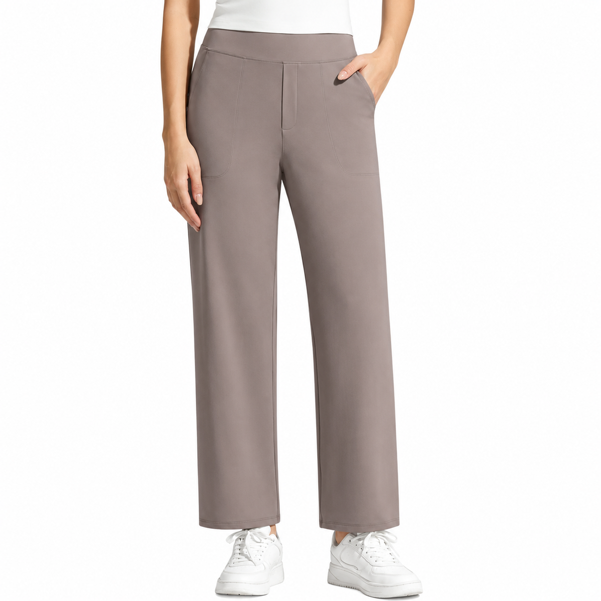 Women's Ankle-Length Casual Dress Pants Faux Fly