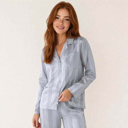Women's Satin Pajama Set Long Sleeve Top & Pants